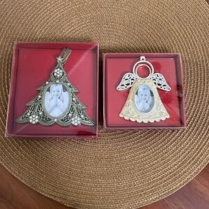 Aaron Brothers Open Face Angel Enamel Ornament  Xmas Tree rhinestone and Enamel